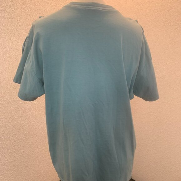 Ever Blue cotton fringe top with beads size L teal great condition - Picture 5 of 11